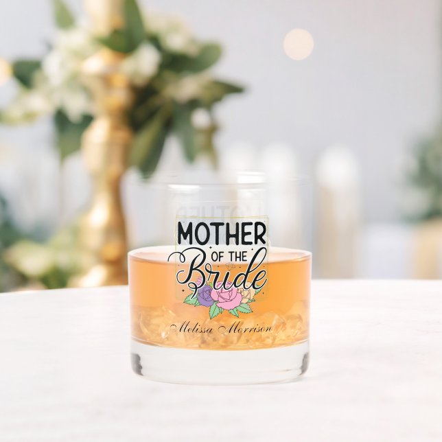 Elegant Bride Mother add name Wedding Whiskey Glass (Insitu (Wedding))