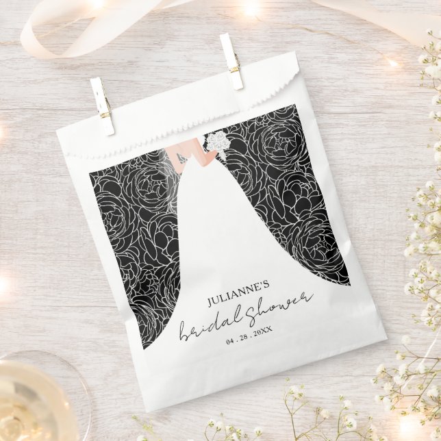 Elegant Bride on Black Bridal Shower  Favour Bags (Clipped)