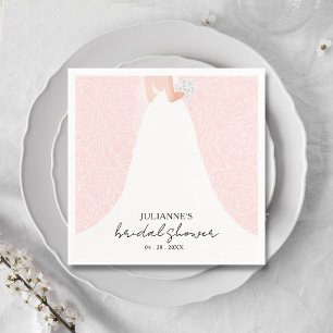Elegant Bride on Pink Bridal Shower Napkin