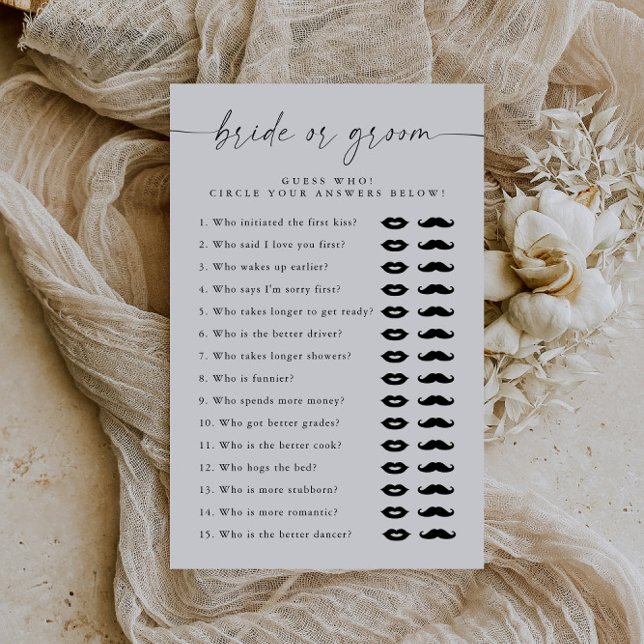 Elegant Bride Or Groom Wedding Bridal Shower Game (Creator Uploaded)