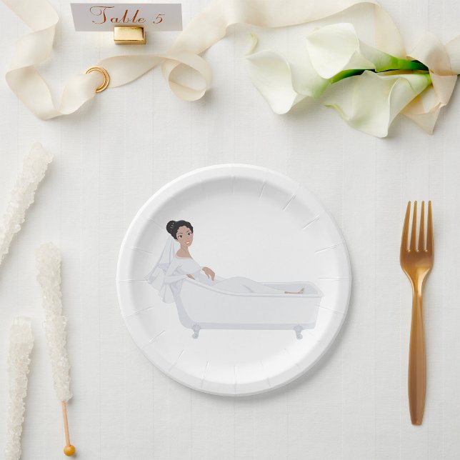 Elegant Bride Relaxing in Bathtub Wedding Design  Paper Plate (Creator Uploaded)