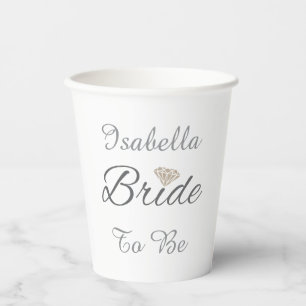 Elegant Bride Script Diamond Accent Bridal Shower Paper Cups