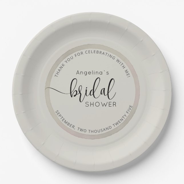 Elegant Bride Shower Paper Plates (Front)