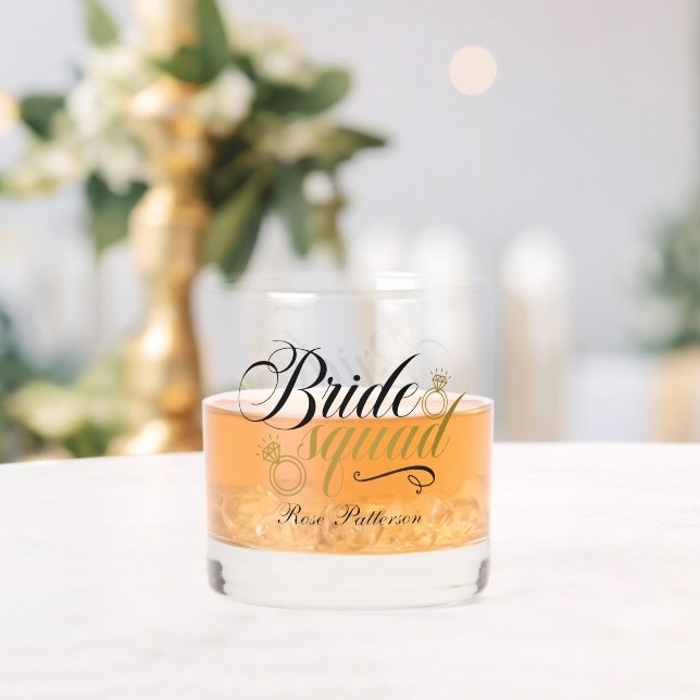 Elegant Bride squad add name Wedding Whiskey Glass (Insitu (Wedding))
