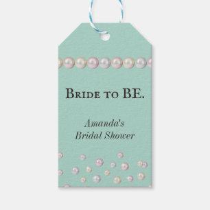 Elegant Bride to Be Teal Blue Pearl Bridal Shower Gift Tags