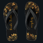 Elegant Bride Tribe Black & Gold Foliage Pattern Jandals<br><div class="desc">These elegant bride tribe black and gold foliage pattern flip flops boasts a luxurious black and gold palette, with a stunning golden floral pattern and modern typography set against a black background, exuding elegance and sophistication. It's a beautiful gift for your bridal tribe. View the collection on this page to...</div>