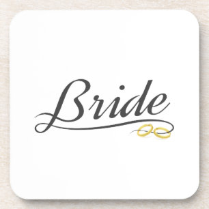 Elegant Bride Wedding Calligraphy   Coaster