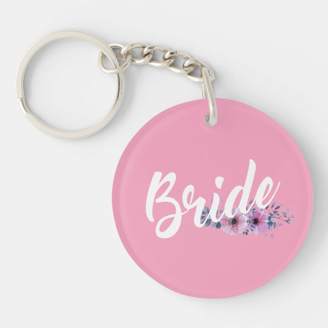Elegant Bride Wedding Calligraphy | Keychain (Front)
