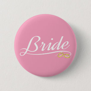 Elegant Bride Wedding Calligraphy   Pin Button