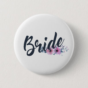 Elegant Bride Wedding Calligraphy   Pin Button