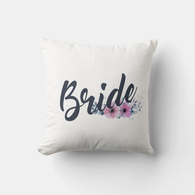 Elegant Bride Wedding Calligraphy | Throw Pillow (Front)