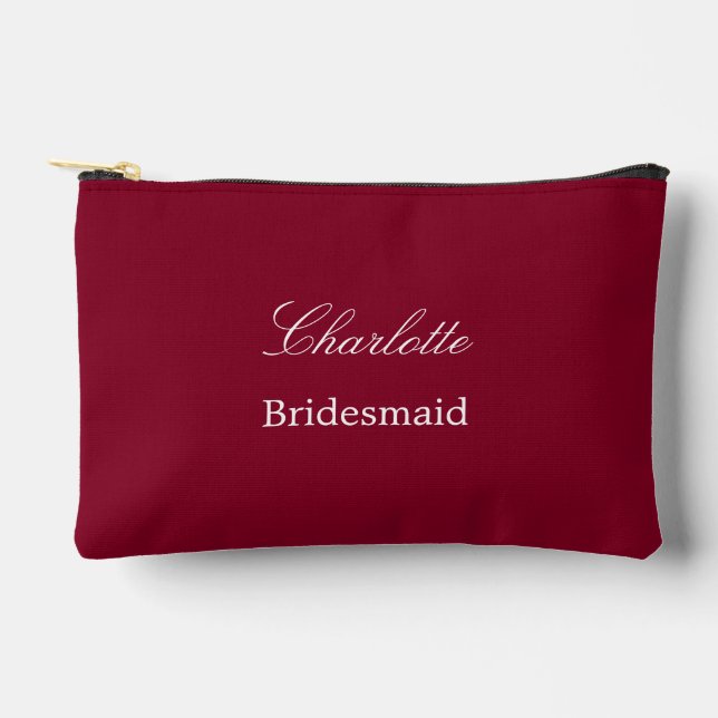 Elegant Bridesmaid Burgundy Accessory Pouch (Front)