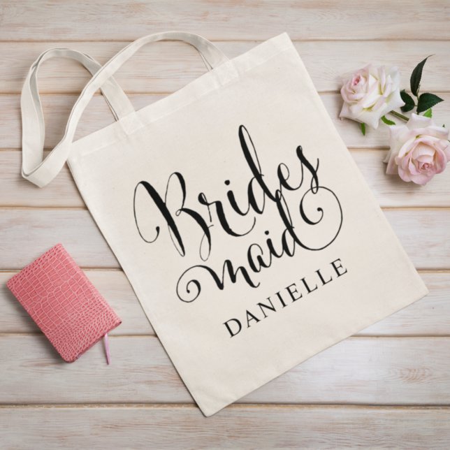 Elegant Bridesmaid Calligraphy Script Tote Bag (Creator Uploaded)