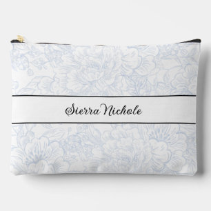 Elegant Bridesmaid Chinoiserie Blue Peony Accessory Pouch