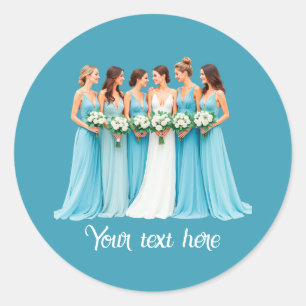 Elegant Bridesmaid customisable Wedding Classic Round Sticker