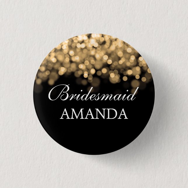 Elegant Bridesmaid Favour Gold Lights 3 Cm Round Badge (Front)