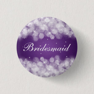 Elegant Bridesmaid Favour Party Sparkle Purple 3 Cm Round Badge