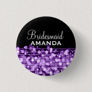 Elegant Bridesmaid Favour Party Sparkles Purple 3 Cm Round Badge