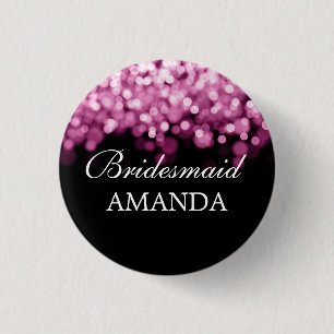 Elegant Bridesmaid Favour Pink Lights 3 Cm Round Badge