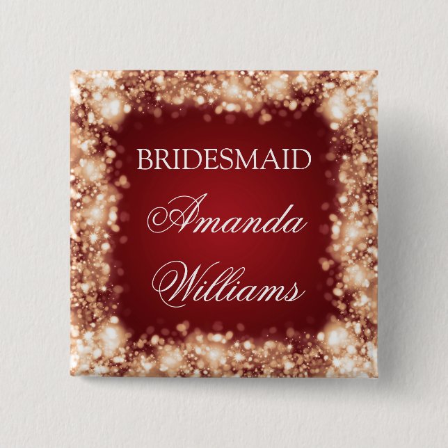 Elegant Bridesmaid Favour Sparkling Lights Gold 15 Cm Square Badge (Front)