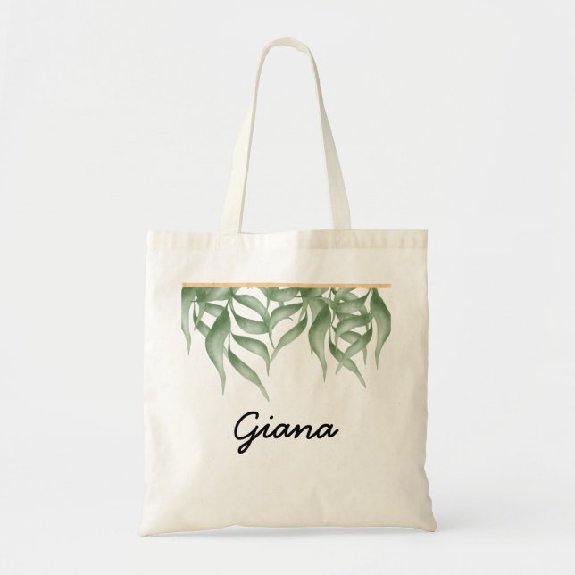 Elegant Bridesmaid Gift Foliage Tote Bag (Front)
