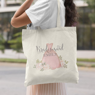 Elegant Bridesmaid Minimalist Blush Pink Floral  Tote Bag
