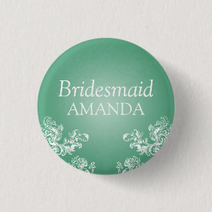 Elegant Bridesmaid Vintage Swirls 2 Mint 3 Cm Round Badge
