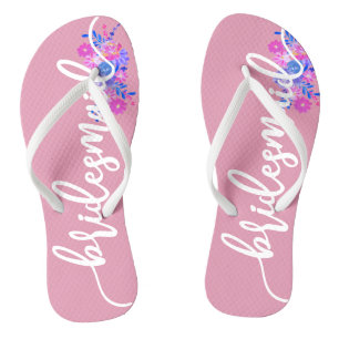 Elegant Bridesmaid Wedding Calligraphy Flip Flops