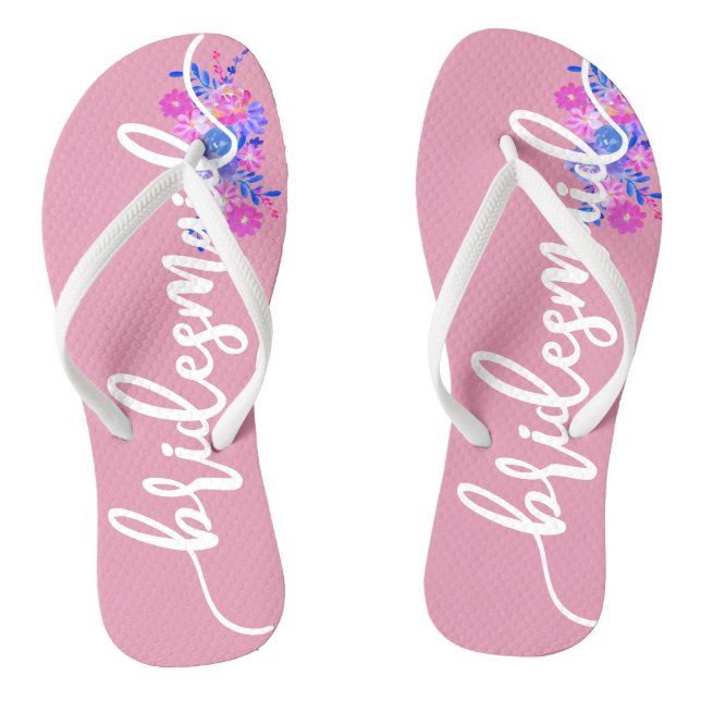 Elegant Bridesmaid Wedding Calligraphy Flip Flops (Footbed)