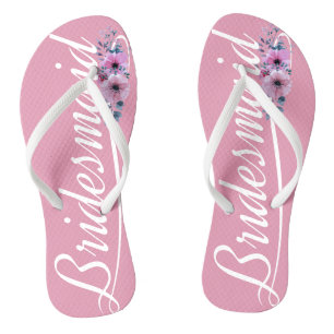 Elegant Bridesmaid Wedding Calligraphy Flip Flops