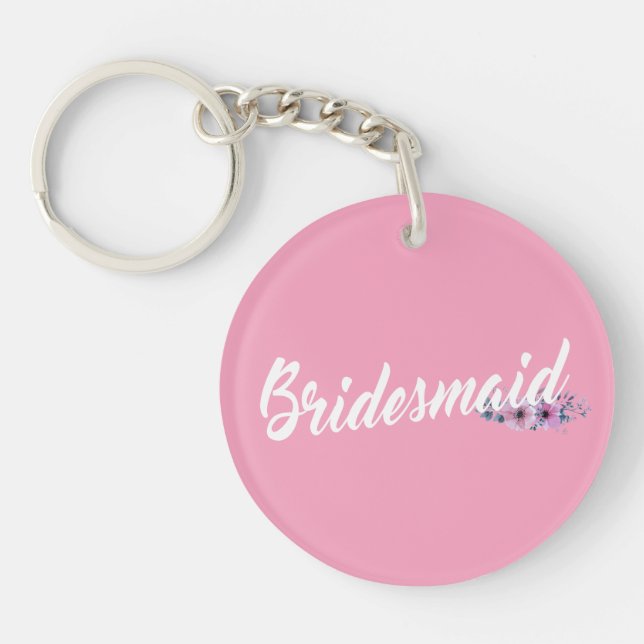 Elegant Bridesmaid Wedding Calligraphy | Keychain (Front)
