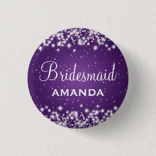 Elegant Bridesmaid Winter Sparkle Purple 3 Cm Round Badge