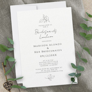 Elegant Bridesmaids Luncheon Leaves Black & White  Invitation