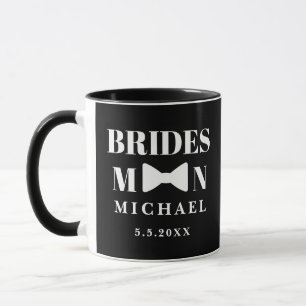 elegant bridesman black white bow wedding chic mug