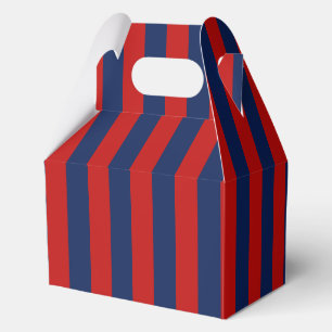 Elegant Bright Blue and Red Striped Pattern Favour Box