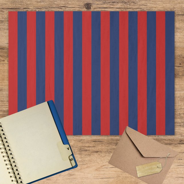 Elegant Bright Blue and Red Striped Pattern Tissue Paper (Creator Uploaded)
