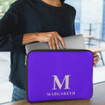 Elegant Bright Blue Monogram Laptop Sleeve<br><div class="desc">Elegant Bright Blue Monogram Laptop Sleeve Protect your laptop with this bright blue and beige font laptop sleeve. Easily personalise it with your own name ( or any other name) by click on "PERSONALIZE THIS TEMPLATE" button. This laptop sleeve is for those who want to protect the laptop with vivid...</div>