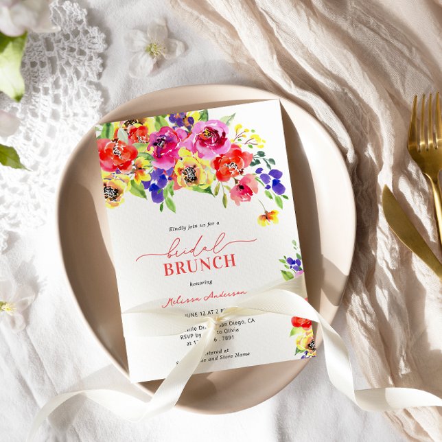 Elegant Bright Colourful Floral Bridal Shower Invitation (Creator Uploaded)