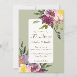 Elegant Bright Colourful Loose Watercolor Floral Invitation
