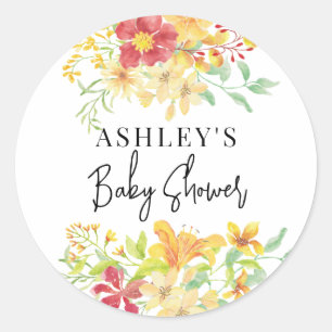 Elegant Bright Floral    Chic Baby Shower Classic Round Sticker