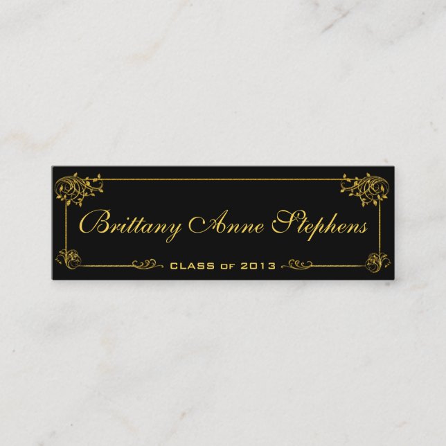 Elegant Bright Gold Graduation Name Card Insert (Front)