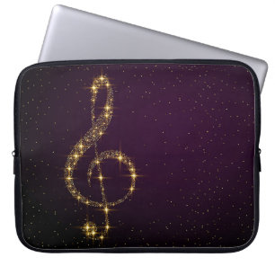 Elegant Bright Music Note Texture Laptop Sleeve