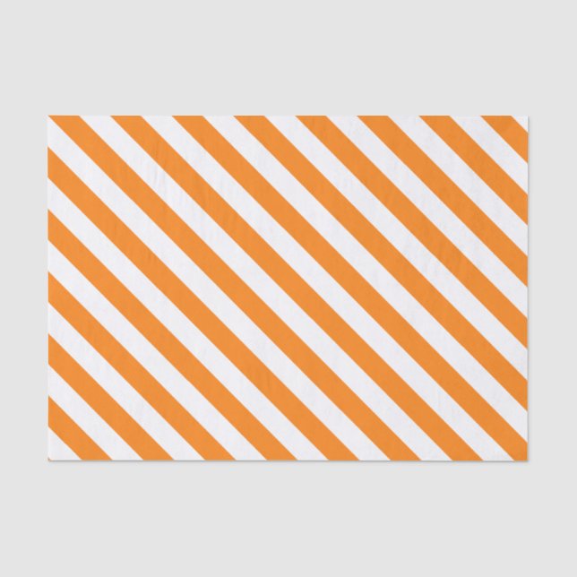 Elegant Bright Orange and White Striped Pattern Tissue Paper (Front)