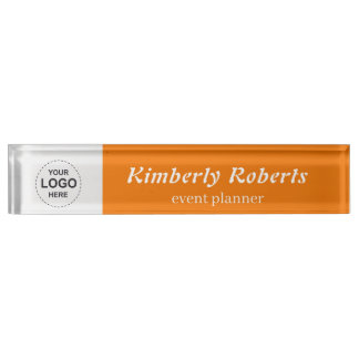 Elegant  Bright Orange with Custom Business Logo Nameplate