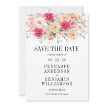 Elegant Bright Pink Floral Wedding Save The Date
