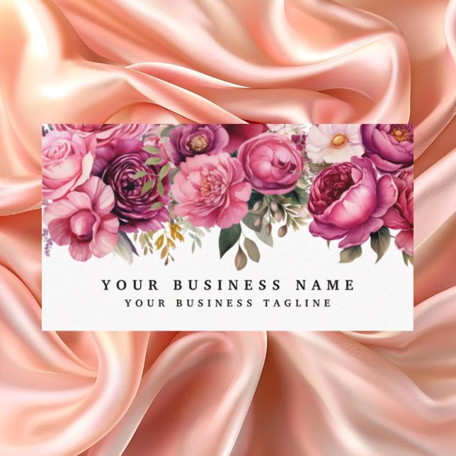 Elegant Bright Pink Flowers Business Cards (Creator Uploaded)