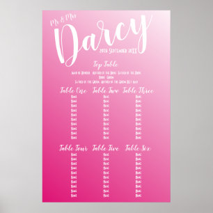 Elegant Bright Pink Seating Chart