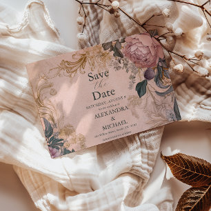 Elegant Bright Pink Watercolor Floral Wedding Save The Date