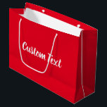 Elegant Bright Red and White Script Text Template Large Gift Bag<br><div class="desc">An elegant white script appears on both sides of this bright red gift bag. You can edit the display text (shown: Custom Text).</div>
