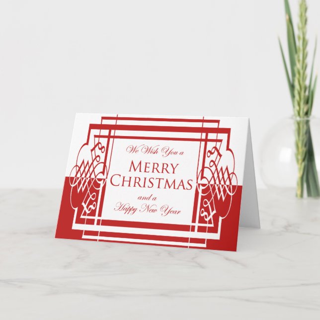 Elegant Bright Red Holiday Good Cheer Card (Front)